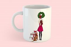 Fashion illustration - Christmas Girl 7 - Redhead Product Image 8