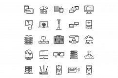 Global remote access icons set, outline style Product Image 1