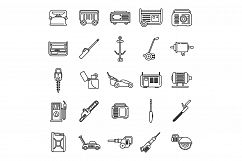 Modern gasoline tools icons set, outline style Product Image 1