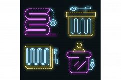 Electric blanket icons set vector neon Product Image 1