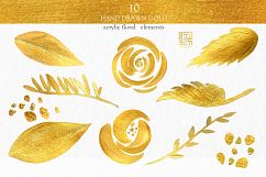 Nude &amp; gold flowers. Watercolour &amp; acrylic clipart. Product Image 5