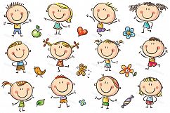 Happy Cartoon Kids Bundle, children doodle, kids doodle Product Image 30