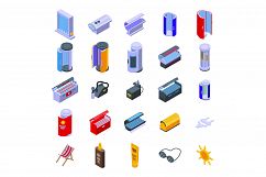 Solarium icons set, isometric style Product Image 1