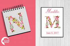 Floral alphabet clipart, graphics, illustrations AMB-1104 Product Image 4