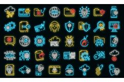 Cyber attack icons set vector neon Product Image 1