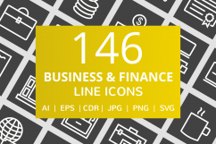 146 Business &amp; Finance Line Inverted Icons Product Image 1