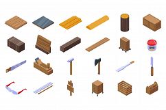 Plywood icons set, isometric style Product Image 1
