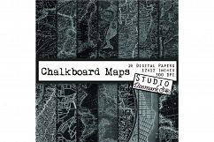 Chalkboard Maps Digital Paper - 14 Antique Papers Product Image 1