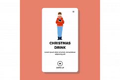 Christmas Drink Enjoying Woman On Street Vector Product Image 1