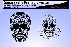 sugar skull silhouette / 20 sugar skull / sugar skull SVG / EPS /Dxf / vector skull / PNG /colored / Hq / colored skull / silhouette svg Product Image 2