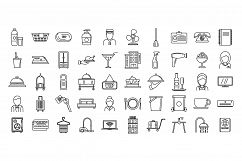 Tourism room service icons set, outline style Product Image 1