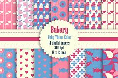 14 Bakery Digital Papers in Pink and Blue Baby Theme Color Product Image 1