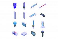 UV lamp icons set, isometric style Product Image 1