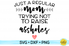 JUST A REGULAR MOM TRYING NOT TO RAISE ASSHOLES SVG DXF PNG Product Image 1