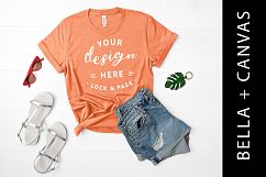 Coral Bella canvas 3001 T Shirt Mockup Clothing Mockup Product Image 1