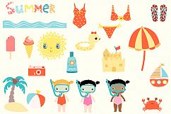 Cute summer beach clip art collection, Children holiday clipart Product Image 3