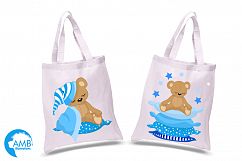 Teddy bear, nursery, baby boy, baby blue bear, clipart, graphics, llustrations AMB-982 Product Image 3