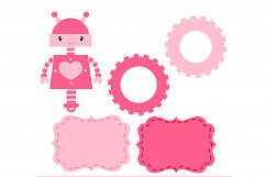 Robot Digital Paper, Robot Girl Digital Paper, Girls Background, Baby Girl Pattern, Gears Background, Scrapbook Papers, Robot Clipart. Product Image 3