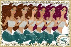 Mermaids Clipart design in Turquoise - Huge Set of : PNG files Product Image 8
