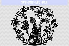 Winter SVG Cut File, Snowflake Papercut, Snowman Laser Cut Product Image 1