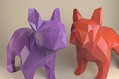 French Bulldog, Paper Dog, Papercraft Bulldog, Paper Animals, Papertoy, Home Decor, Frenchie, 3D papercraft model, lowpoly DIY, hobby idea Product Image 1
