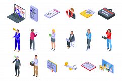 Online job search icons set, isometric style Product Image 1