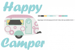 Happy Camper Machine Embroidery Design in 3 sizes Product Image 2