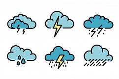 Thunderstorm icons vector flat Product Image 1