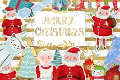 Merry Christmas clipart pack with Santa and digital paper Product Image 11