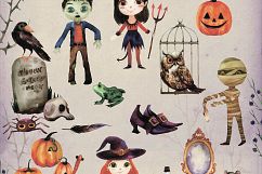 Halloween Night. Watercolor halloween characters. Product Image 2