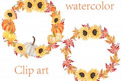 Pumpkin Watercolor Wreaths Clipart Product Image 2