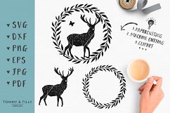 Stag Wreath - SVG DXF PNG EPS JPG PDF Cut File Product Image 1