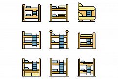 Bunk bed icons set vector flat Product Image 1