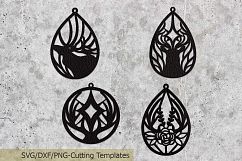 Deer antlers teardrop earrings template Set Bundle svg dxf Product Image 1