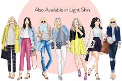 Fashion illustration clipart - Fashion Girls 21 - Dark Skin Product Image 4