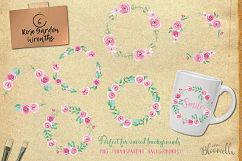 Rose Garden Watercolor Flower Pink Clipart Floral Frames Patterns Package Product Image 7