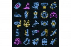 Snorkeling equipment icons set vector neon Product Image 1