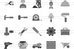76 Construction Flat Greyscale Icons Product Image 2