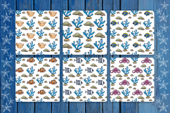 Sea Friends. Vector seamless patterns in doodle style Product Image 6