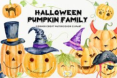 Halloween Pumpkin Family Clipart, Personalised Print Creator Product Image 1