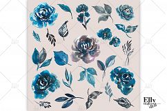 Watercolor Flowers Indigo Clipart Product Image 5