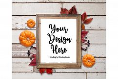 Fall Thanksgiving Sign Mockup, Farm Wood Sign Frame Mock Up Product Image 1