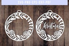 Christmas SVG Cut File, Ornament Papercut, PNG, PDF, DXF Product Image 1