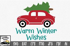 Warm Winter Wishes - Christmas SVG Cut File - DXF PNG EPS Product Image 1
