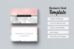 Rose Gold Pink Foil Marble Business Card Product Image 1