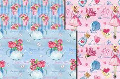Watercolor Bonjour Paris seamless digital paper pack Product Image 4