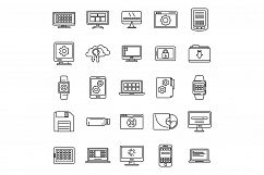 Software operating system icons set, outline style Product Image 1