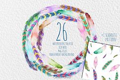 Feathers. Watercolor clip art. Product Image 1