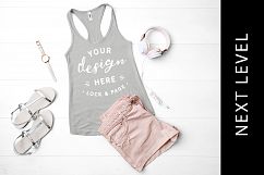 Silver Next Level 1533 Tank Top Mockup Muscle Top Racerback Product Image 1