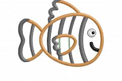 Clown Orange White and Black Pet Fish Applique Product Image 4